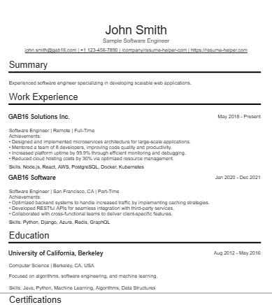 Preview of our 5 professional resume templates